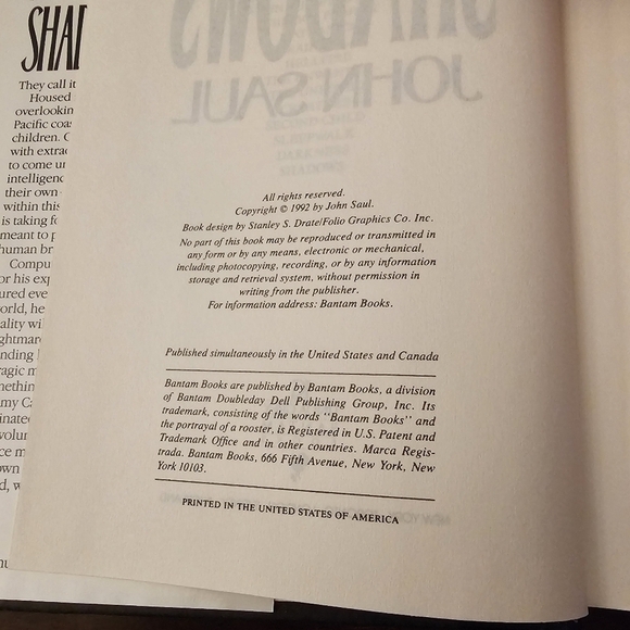 Shadows by John Saul, Hardcover, 1992 Vintage Print - Picture 5 of 7